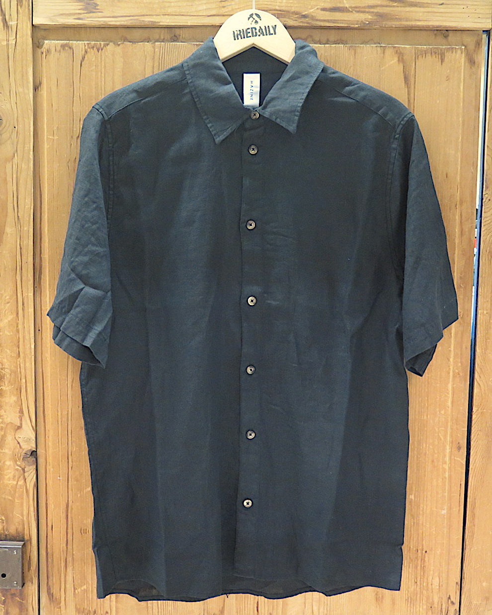 Mazine Shortsleeve Linen Shirt-black