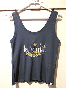Rip Curl- Oceans together ribbed tank top-washed black