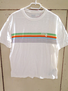 Roxy- Multicolor Stripe Relaxed Tee- white